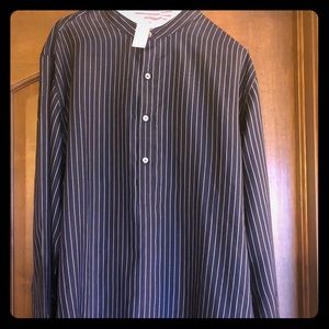 Michael Kors Men’s XL Silk Shirt Navy Striped